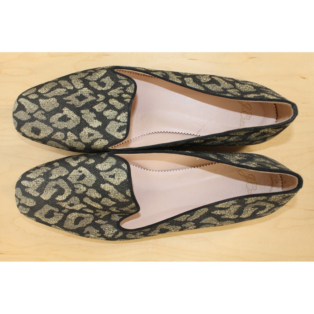 J.Crew Metallic Leopard Jacquard Flats Smoking Loafers Black Womens 9 - Picture 7 of 8